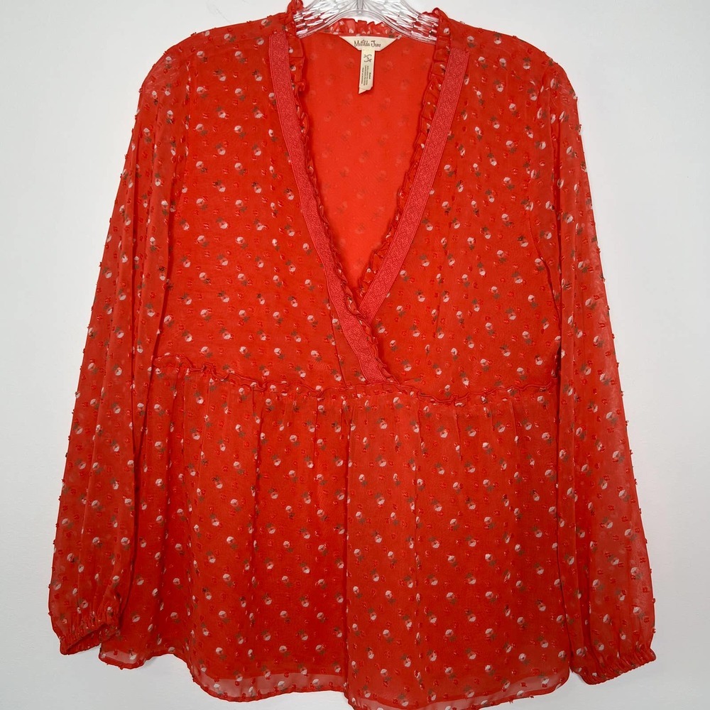 Matilda Jane Top Must Be Love Ruffle- V-Neckline Blouse Style 29612T Size Small